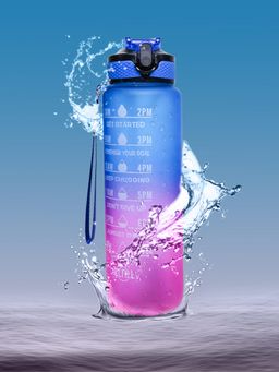 Voncasa - Blue Purple Motivational Sipper Bottle with Time & Level Marker