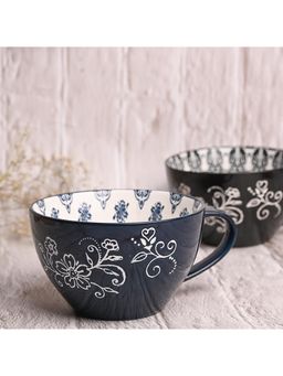 Voncasa - Blue Floral Mug, 480Ml