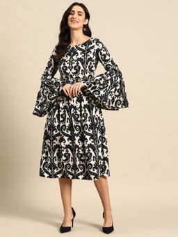 Mabish By Sonal Jain - Black Midi Dress with Bell Sleeve