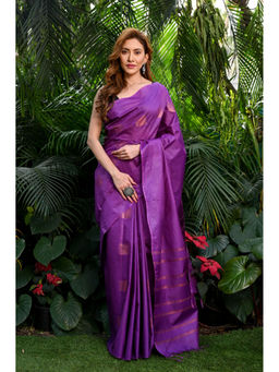 Beatitude - Purple Handwoven Kota Banswara Silk Saree with Unstitched Blouse