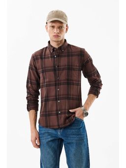 Snitch - Men Brown Checks Casual Shirt