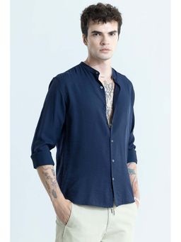 Snitch - Men Navy Blue Solid Casual Shirt
