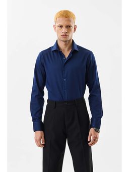 Snitch - Men Navy Blue Solid Formal Shirt