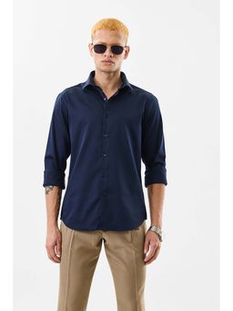 Snitch - Men Navy Blue Solid Casual Shirt