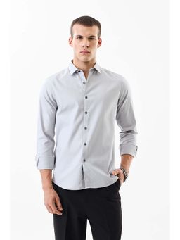Snitch - Men Grey Textured Casual Shirt