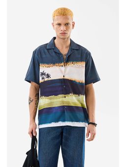 Snitch - Men Teal Printed Casual Shirt