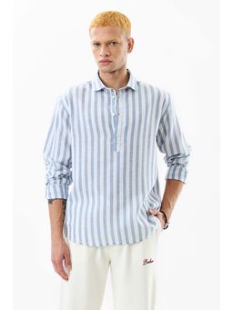 Snitch - Men Blue Stripes Casual Shirt