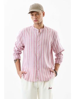 Snitch - Men Pink Stripes Casual Shirt