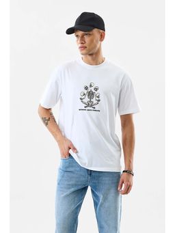 Snitch - Men White Printed T-Shirt