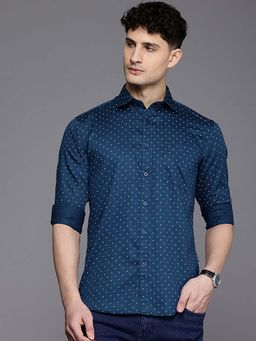 Kenneth Cole - Men Navy Blue Printed Casual Shirt