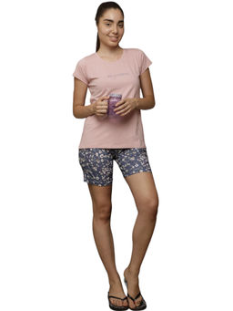 VIEVIANA - Women Regular Fit T-Shirt & Shorts Pink (Set of 2)
