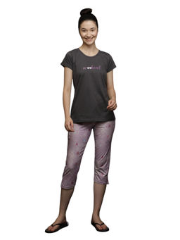 VIEVIANA - Women Cotton Heart Printed Night Suit Grey (Set of 2)