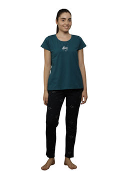 VIEVIANA - Women Cotton Star Printed Night Suit Blue (Set of 2)