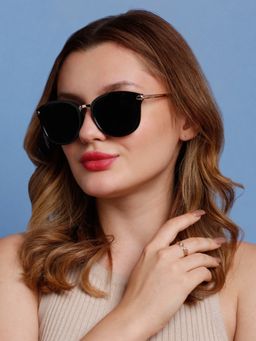 SunVoir - Full Frame Metal Plastic Round Polarized Women Sunglasses-Svr-11627-C025 (56)