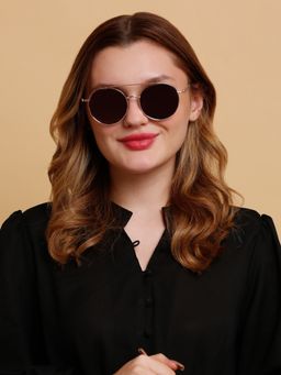 SunVoir - Full Frame Metal Round Polarized Women Sunglasses-Svr-11683-C103 (55)