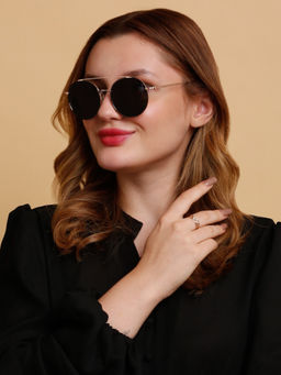 SunVoir - Full Frame Metal Round Polarized Women Sunglasses-Svr-11683-C201 (55)