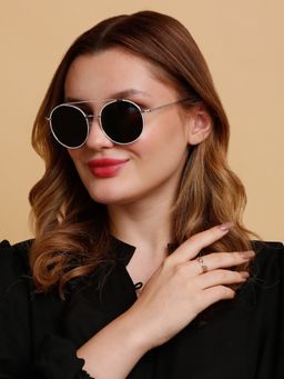 SunVoir - Full Frame Metal Round Polarized Women Sunglasses-Svr-11683-C202 (55)