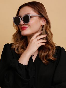 SunVoir - Full Frame Metal Plastic Round Polarized Women Sunglasses-Svr-11684-C026 (54)