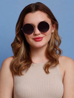 SunVoir - Full Frame Metal Round Uv Protected Women Sunglasses-Svr-11686-C101 (54)