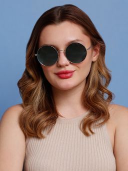 SunVoir - Full Frame Metal Round Animal Print Uv Protected Women Sunglasses-Svr-11686-C201 (54)