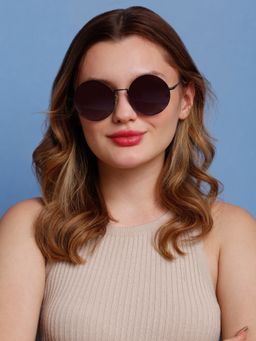 SunVoir - Full Frame Metal Round Uv Protected Women Sunglasses-Svr-11686-C281 (54)