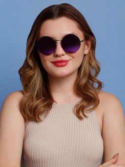 SunVoir - Full Frame Metal Round Uv Protected Women Sunglasses-Svr-11686-C287 (54)
