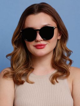 SunVoir - Full Frame Metal Plastic Round Polarized Women Sunglasses-Svr-11688-C025 (52)