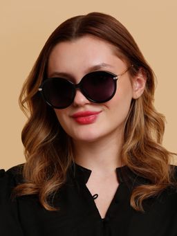 SunVoir - Full Frame Metal Plastic Round Polarized Women Sunglasses-Svr-11689-C025 (57)