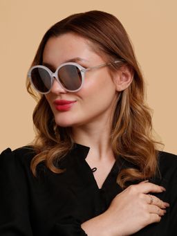 SunVoir - Full Frame Metal Plastic Round Polarized Women Sunglasses-Svr-11689-C049 (57)