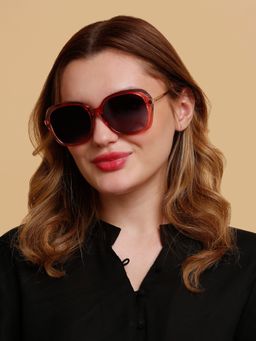 SunVoir - Full Frame Metal Plastic Oversized Polarized Women Sunglasses-Svr-11690-C042 (58)