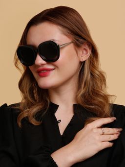 SunVoir - Full Frame Metal Plastic Oversized Polarized Women Sunglasses-Svr-11691-C025 (55)