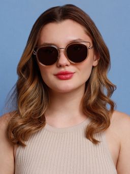 SunVoir - Full Frame Metal Plastic Round Polarized Women Sunglasses-Svr-11696-C041 (55)