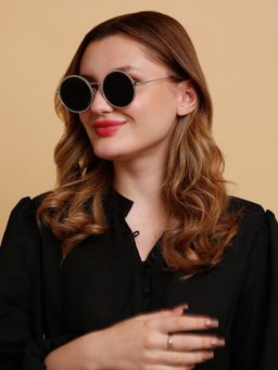 SunVoir - Full Frame Metal Plastic Round Uv Protected Women Sunglasses-Svr-11698-C051 (52)