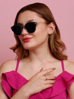 SunVoir - Full Frame Metal Plastic Round Polarized Women Sunglasses-Svr-11699-C025 (56)