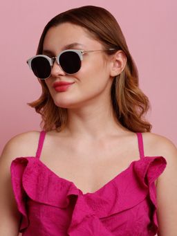 SunVoir - Full Frame Metal Plastic Round Polarized Women Sunglasses-Svr-11699-C026 (56)