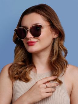 SunVoir - Full Frame Metal Plastic Cat Eye Polarized Women Sunglasses-Svr-11700-C045 (56)