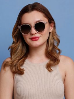 SunVoir - Full Frame Metal Plastic Round Polarized Women Sunglasses-Svr-11702-C051 (53)