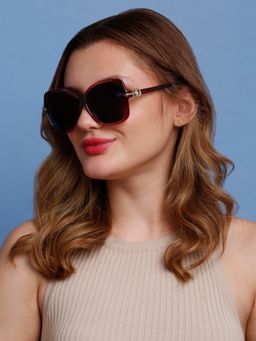 SunVoir - Full Frame Metal Plastic Oversized Polarized Women Sunglasses-Svr-11703-C042 (60)