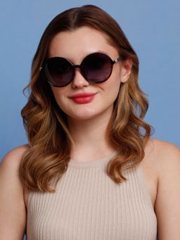 SunVoir - Full Frame Plastic Round Animal Print Polarized Women Sunglasses-Svr-11708-C041 (59)