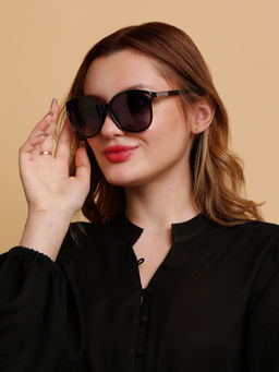 SunVoir - Full Frame Metal Plastic Cat Eye Polarized Women Sunglasses-Svr-11709-C025 (58)