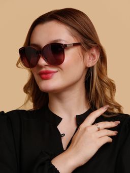 SunVoir - Full Frame Metal Plastic Cat Eye Polarized Women Sunglasses-Svr-11709-C042 (58)