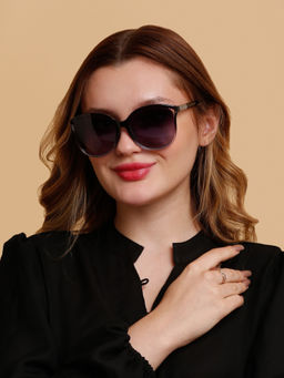 SunVoir - Full Frame Metal Plastic Cat Eye Polarized Women Sunglasses-Svr-11709-C045 (58)