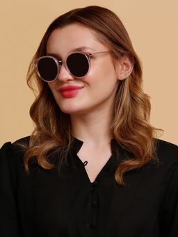 SunVoir - Full Frame Metal Plastic Round Polarized Women Sunglasses-Svr-11710-C046 (52)