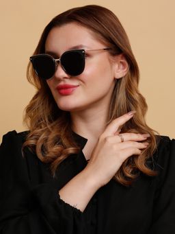 SunVoir - Full Frame Metal Plastic Round Polarized Women Sunglasses-Svr-11712-C025 (54)