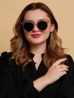 SunVoir - Full Frame Metal Plastic Round Polarized Women Sunglasses-Svr-11712-C046 (54)