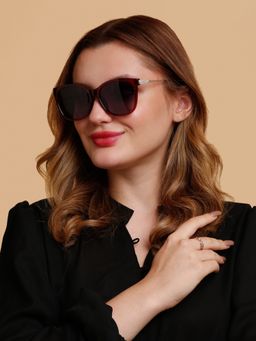 SunVoir - Full Frame Metal Plastic Cat Eye Polarized Women Sunglasses-Svr-11717-C042 (58)