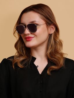 SunVoir - Full Frame Metal Aviator Polarized Women Sunglasses-Svr-11724-C101 (57)