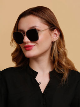 SunVoir - Full Frame Metal Plastic Oversized Uv Protected Women Sunglasses-Svr-11734-C025 (58)