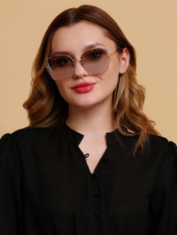 SunVoir - Full Frame Metal Plastic Oversized Uv Protected Women Sunglasses-Svr-11734-C101 (58)