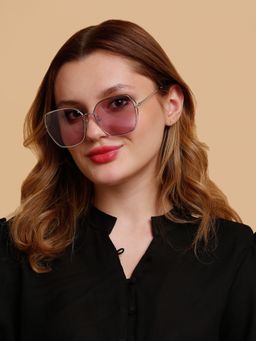 SunVoir - Full Frame Metal Plastic Oversized Uv Protected Women Sunglasses-Svr-11734-C201 (58)